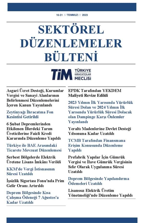 16-31 Temmuz 2023 Bülteni 